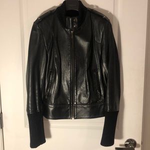 Mackage Leather jacket with wool cuffs